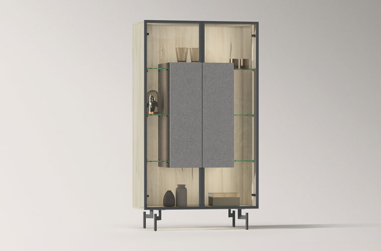 Vitrina amb portes envidrades amb perfil d'alumini grafit - Mobles Abitare